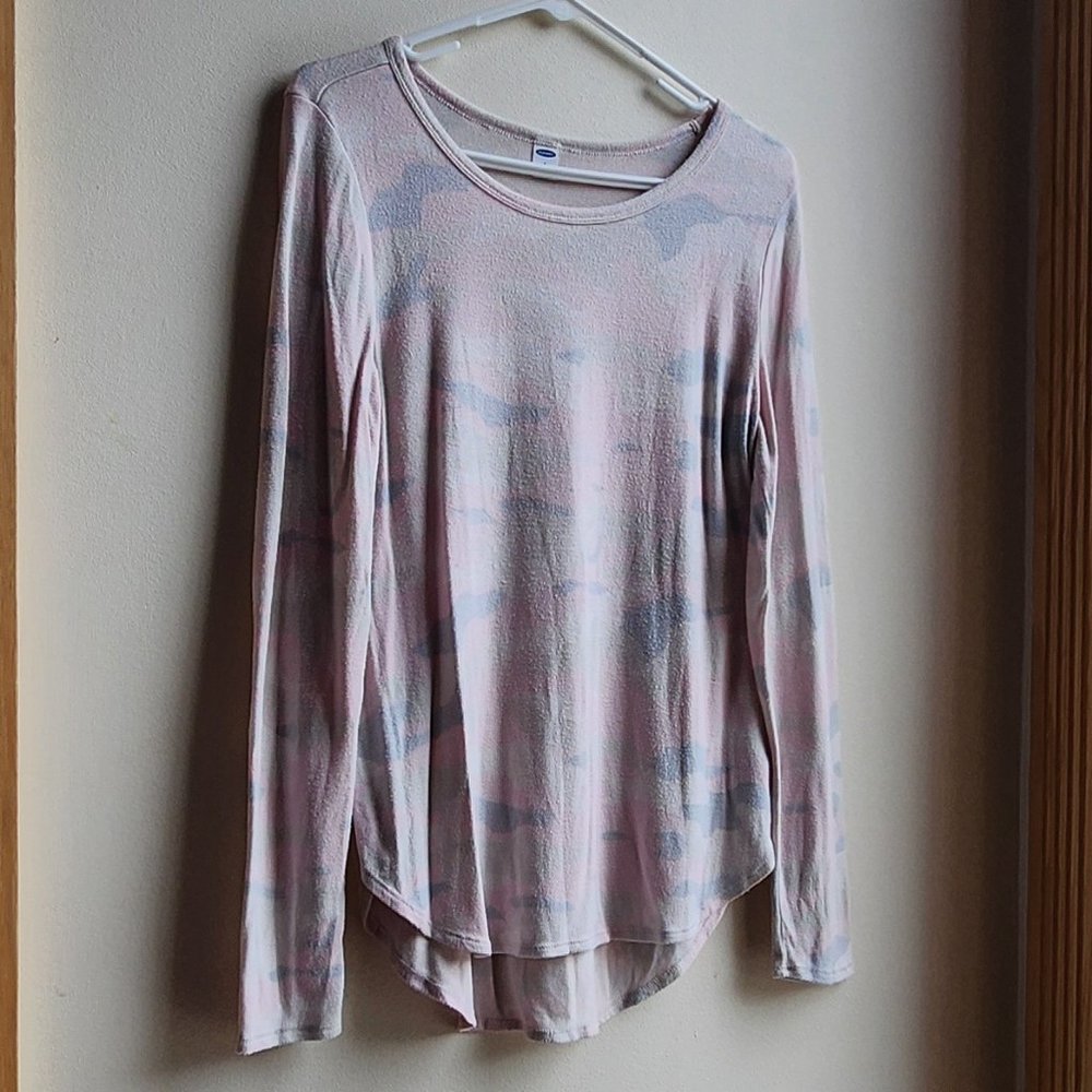Old Navy Pink/Gray Camo Scoop Neck Jersey Size Small